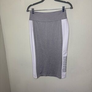 PUMA Gray and White Women's Logo Midi Skirt Medium